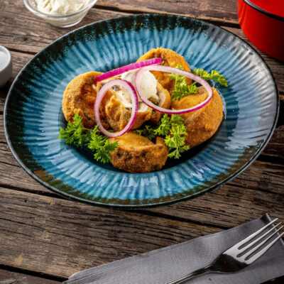 Rántott gomba juhtúróval töltve